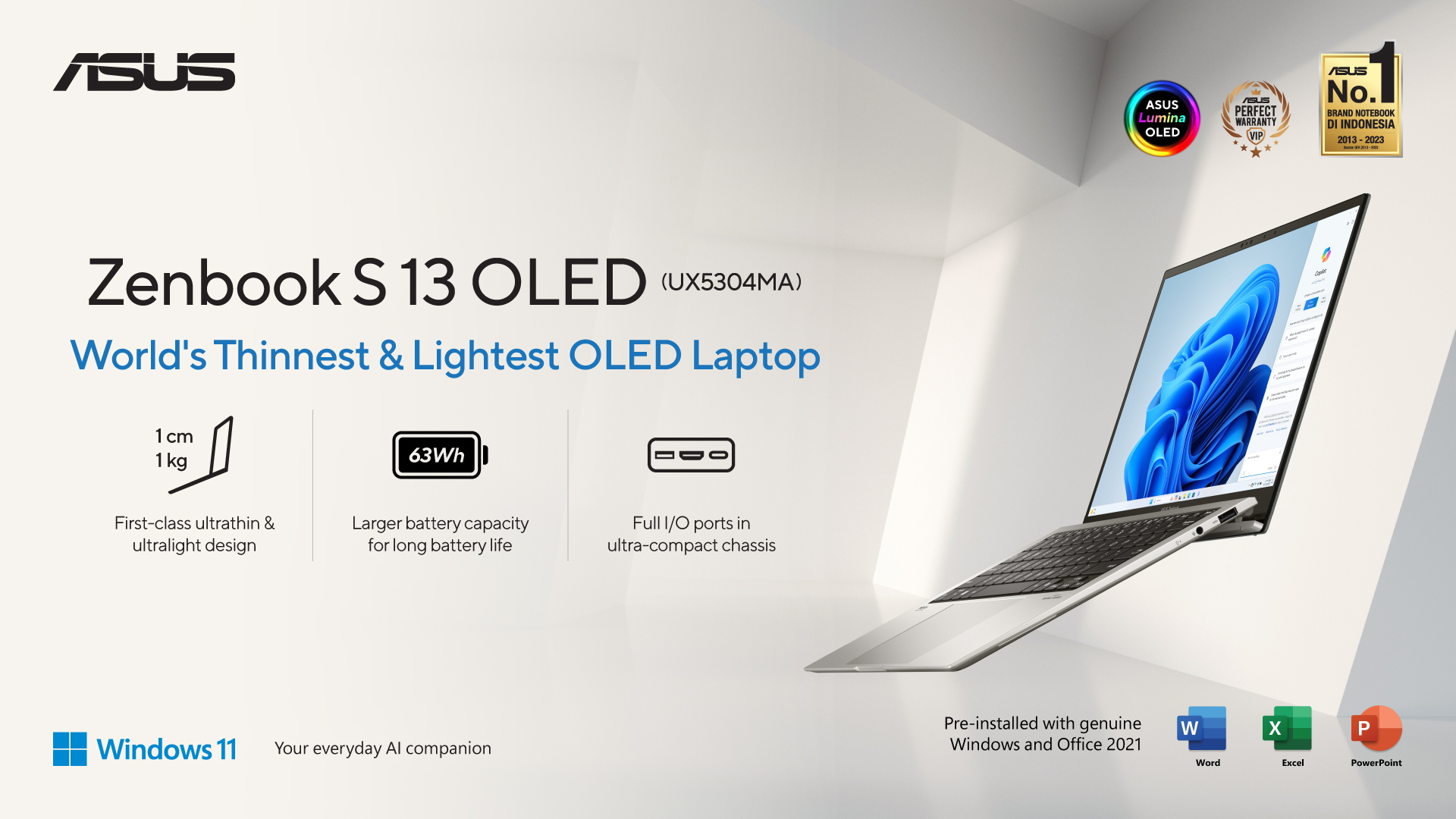ASUS Zenbook S13 OLED UX5304: Laptop AI Tipis untuk Gaya Hidup Aktif